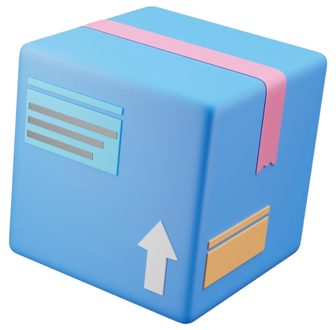 Icono de caja de envío que representa entrega rápida de pedidos en 24 a 72 horas