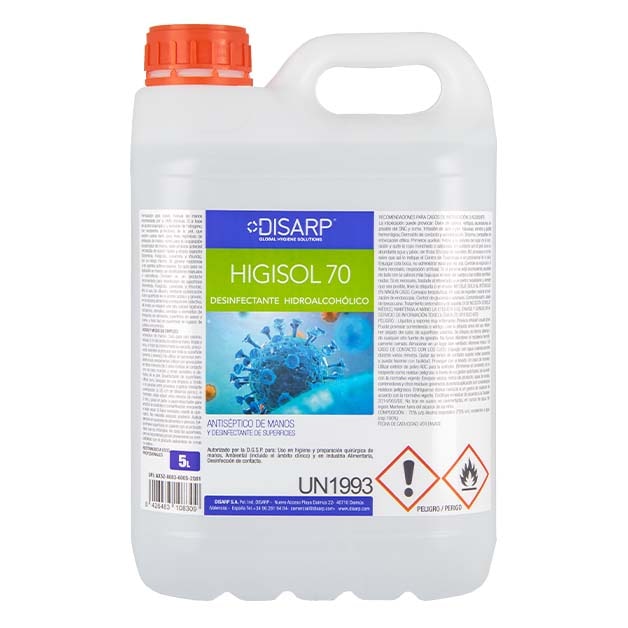 Liquido hidroalcoholico desinfectante Higisol 70 de DISARP